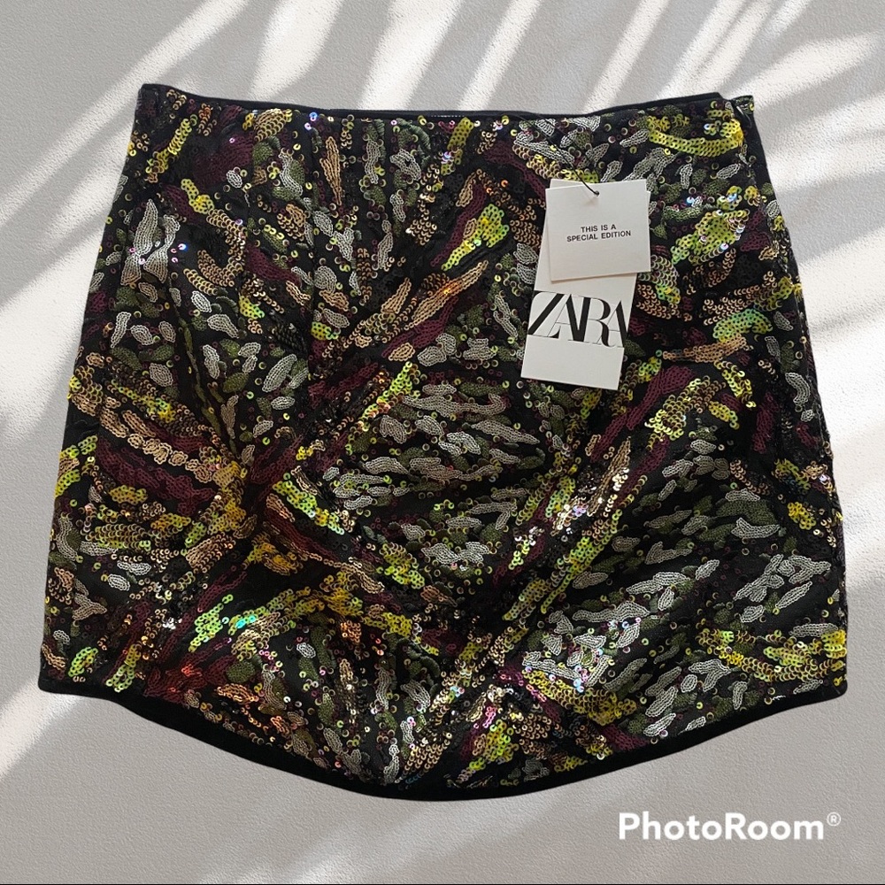 Zara multicolored short sequin skirt - Picture 2 of 10